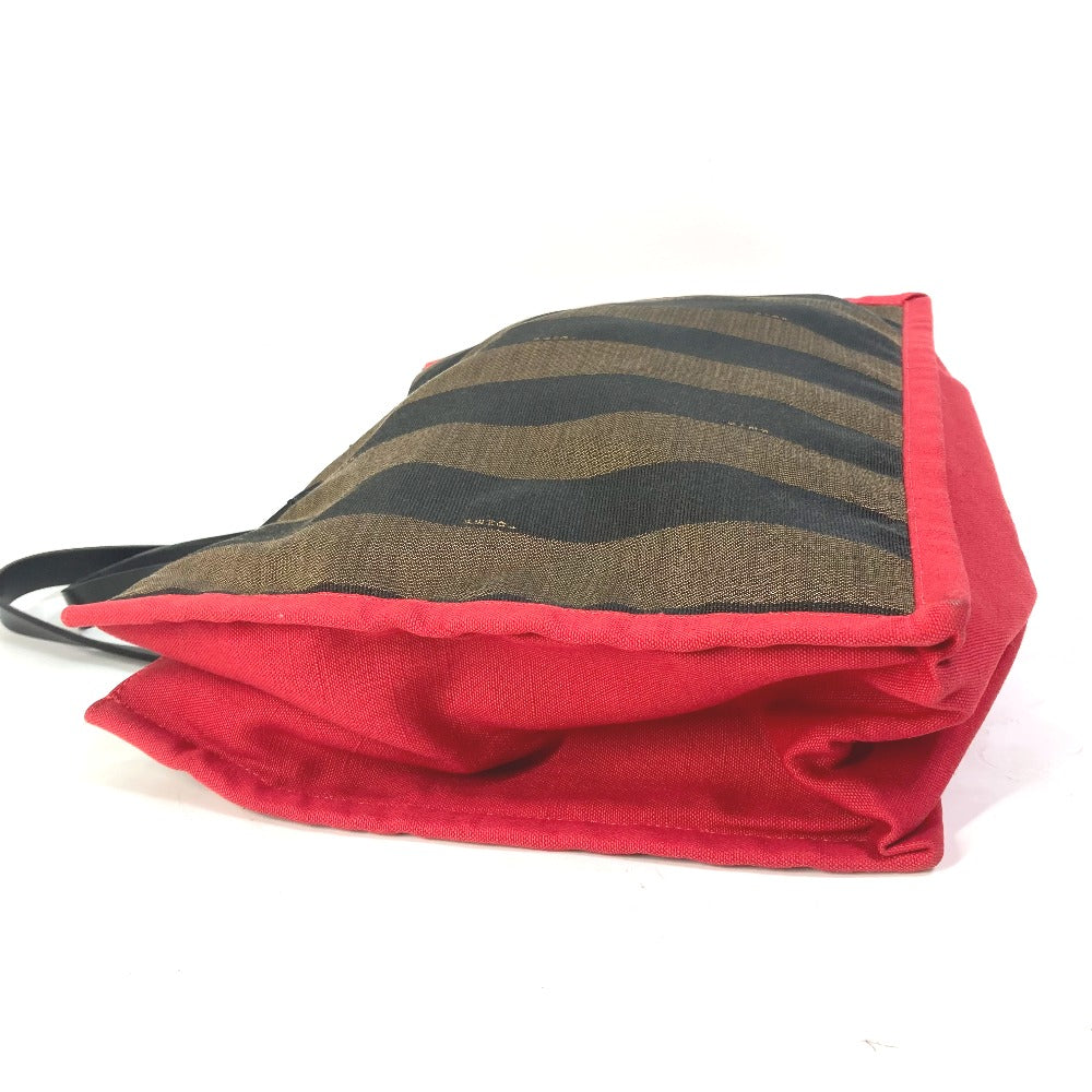 FENDI 8BH252 Shoulder Bag, Pecan Tote Bag with Pouch, Leather/Canvas, Brown, Men's