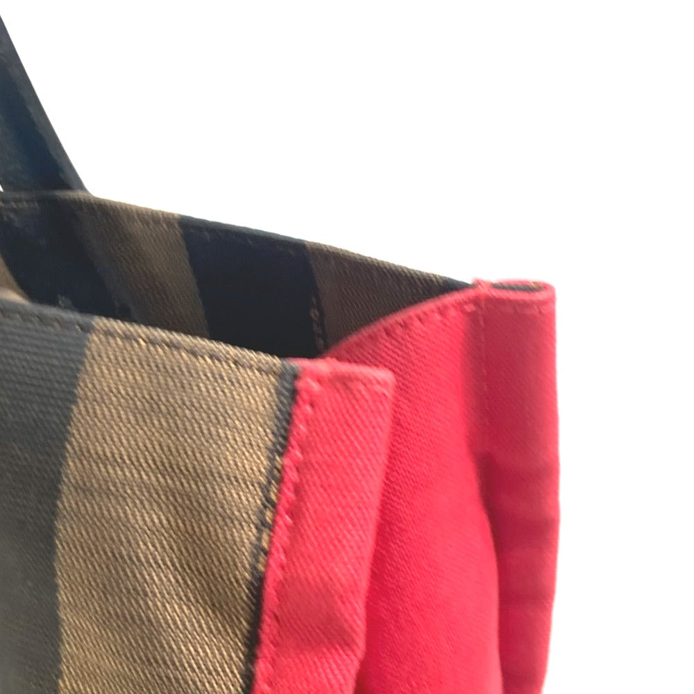 FENDI 8BH252 Shoulder Bag, Pecan Tote Bag with Pouch, Leather/Canvas, Brown, Men's