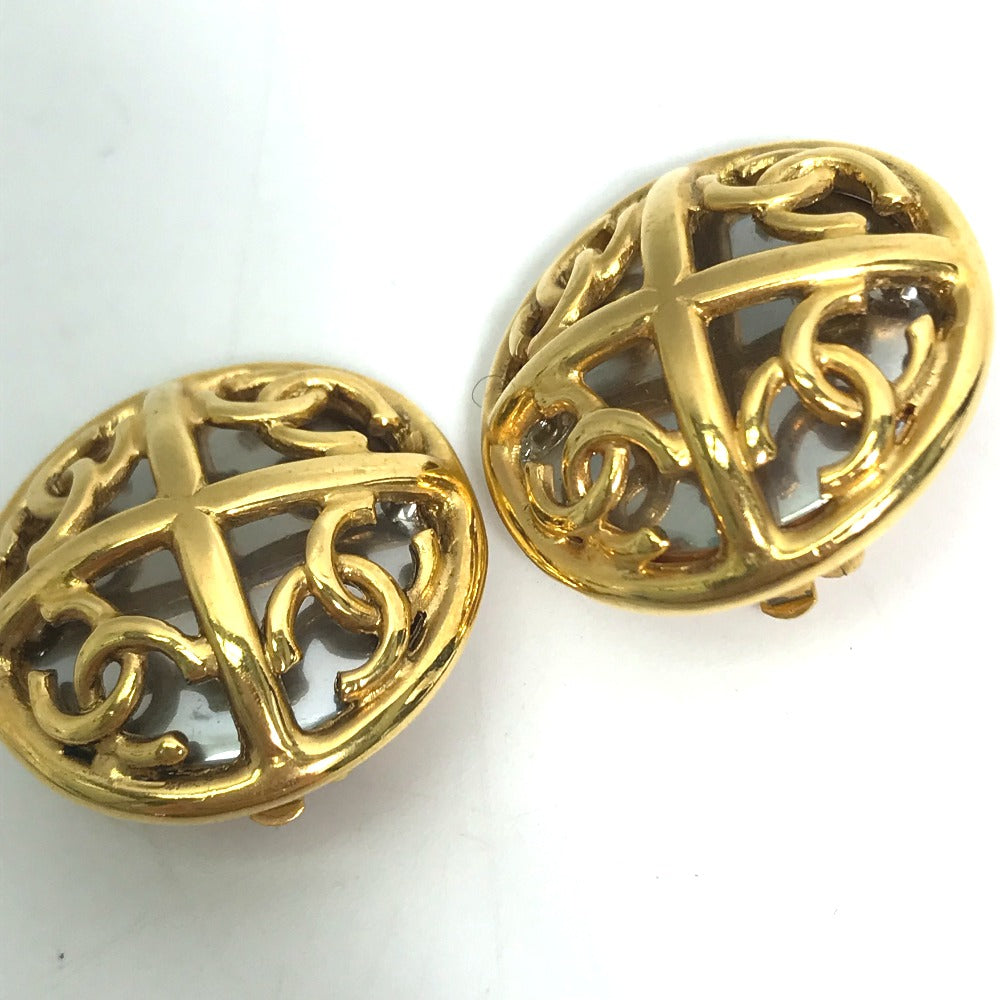 CHANEL 93P CC Coco Mark 4-Row Round Vintage Earrings in Gold