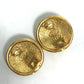 CHANEL 93P CC Coco Mark 4-Row Round Vintage Earrings in Gold