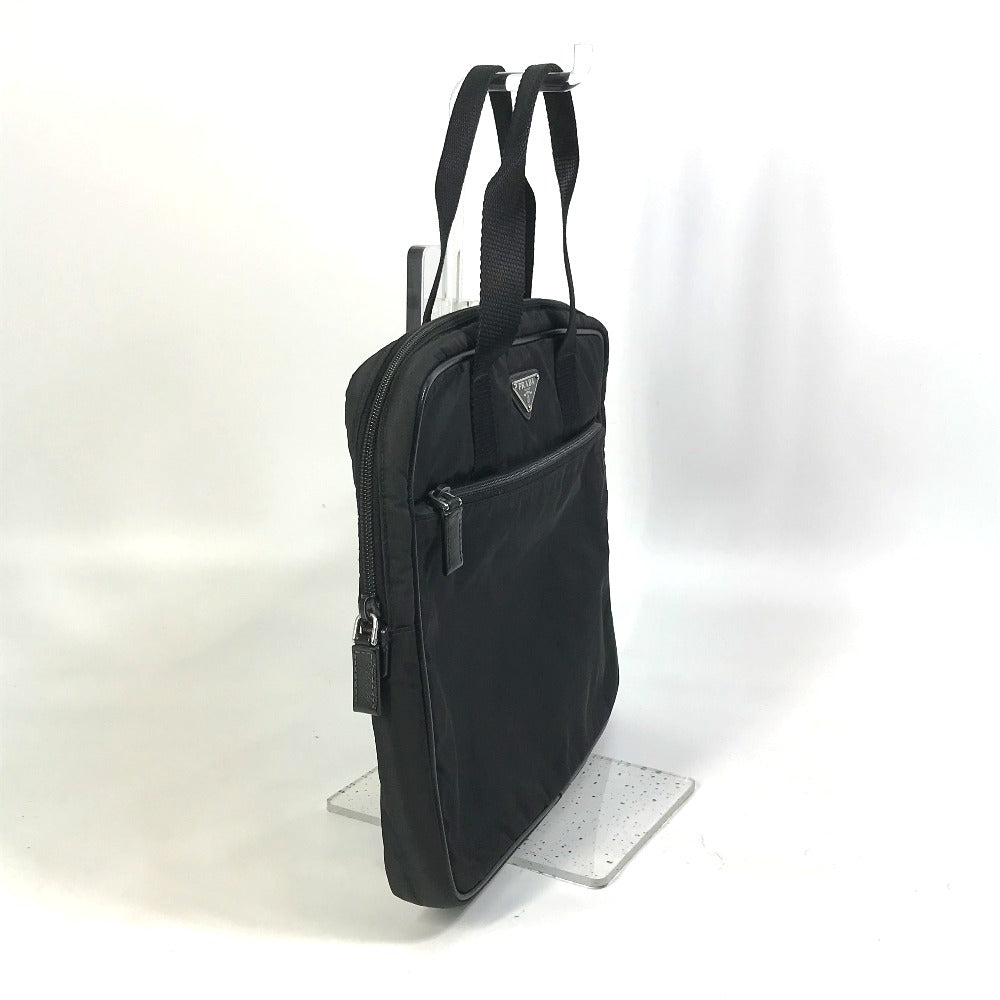 PRADA Triangle Logo Handbag, Laptop Bag, Business Bag, Nylon, Men's, Black