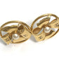 CHANEL Vintage Faux Pearl Ribbon Round CC Coco Mark Earrings in Metal, Gold