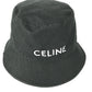 CELINE AU5B968P Men's Bucket Hat with Logo, Cotton, Black
