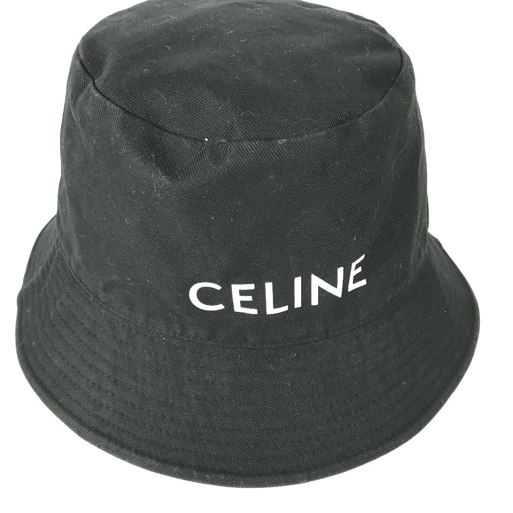 CELINE AU5B968P Men's Bucket Hat with Logo, Cotton, Black