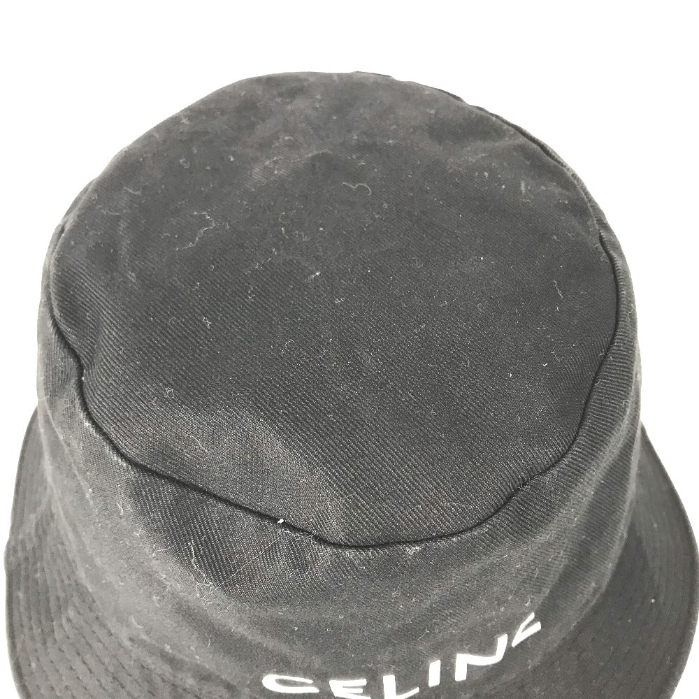 CELINE AU5B968P Men's Bucket Hat with Logo, Cotton, Black