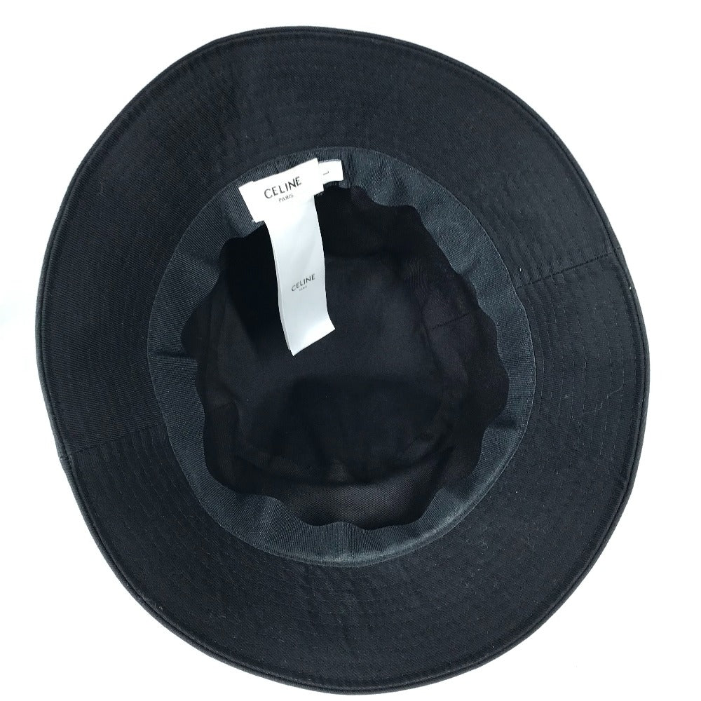 CELINE AU5B968P Men's Bucket Hat with Logo, Cotton, Black