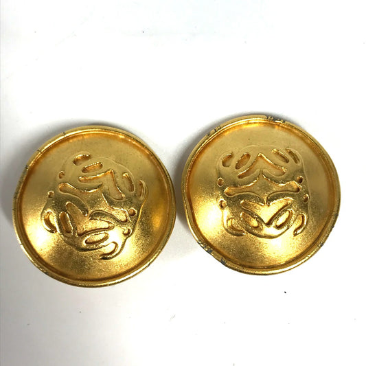 LOEWE Vintage Anagram Earrings, Metal, Women's, Gold