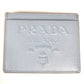 Prada Embossed Logo Business Card Holder, Pass Case, Card Case, Leather, Women's, Light Blue