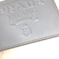 Prada Embossed Logo Business Card Holder, Pass Case, Card Case, Leather, Women's, Light Blue