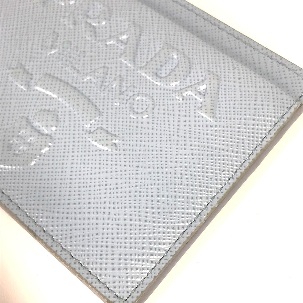 Prada Embossed Logo Business Card Holder, Pass Case, Card Case, Leather, Women's, Light Blue