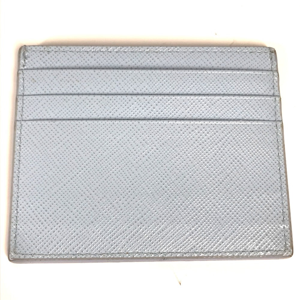 Prada Embossed Logo Business Card Holder, Pass Case, Card Case, Leather, Women's, Light Blue