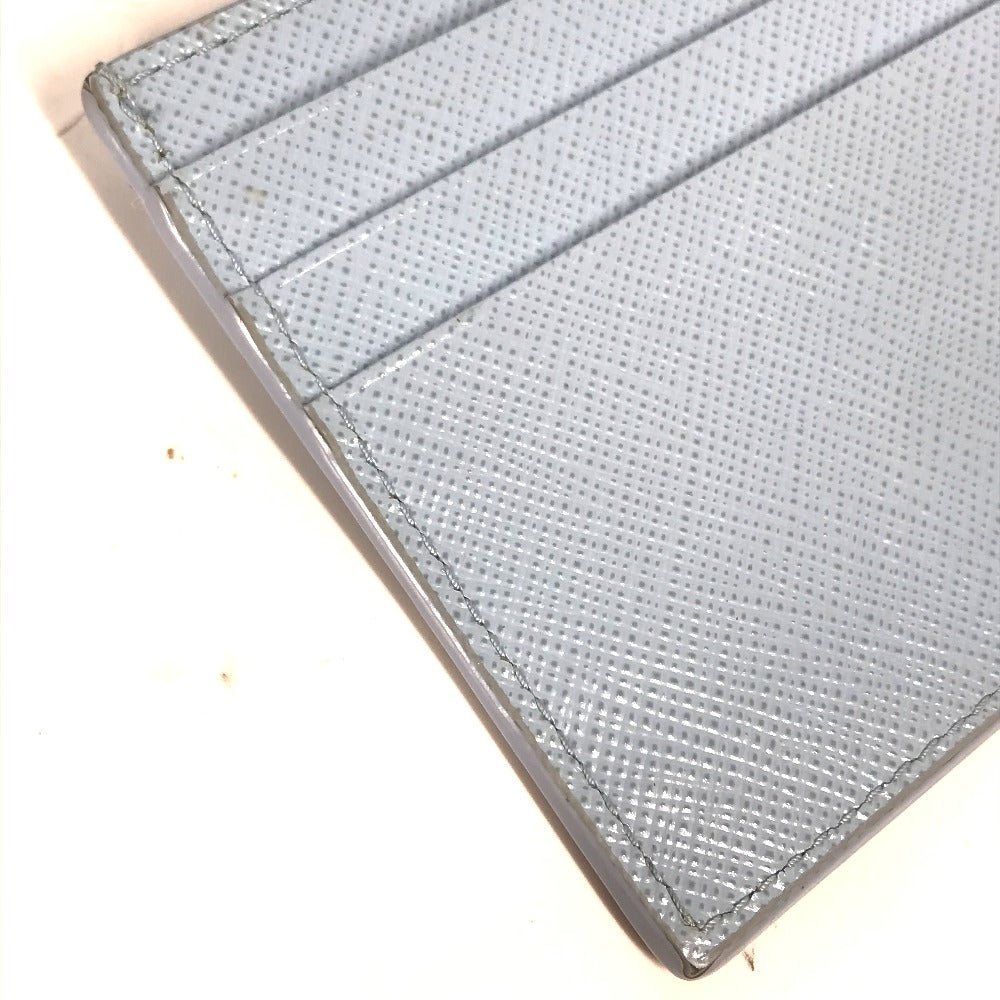 Prada Embossed Logo Business Card Holder, Pass Case, Card Case, Leather, Women's, Light Blue