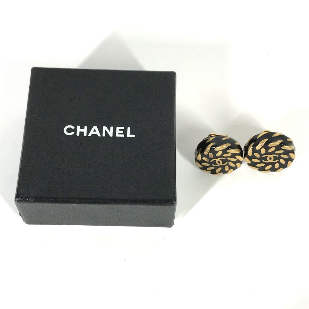 CHANEL 97A Vintage CC Coco Mark Round Earrings GP Women's Gold