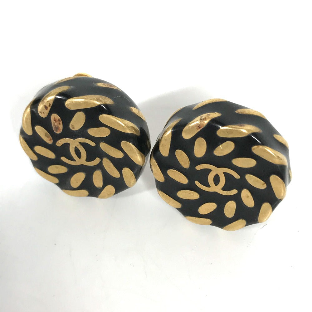 CHANEL 97A Vintage CC Coco Mark Round Earrings GP Women's Gold
