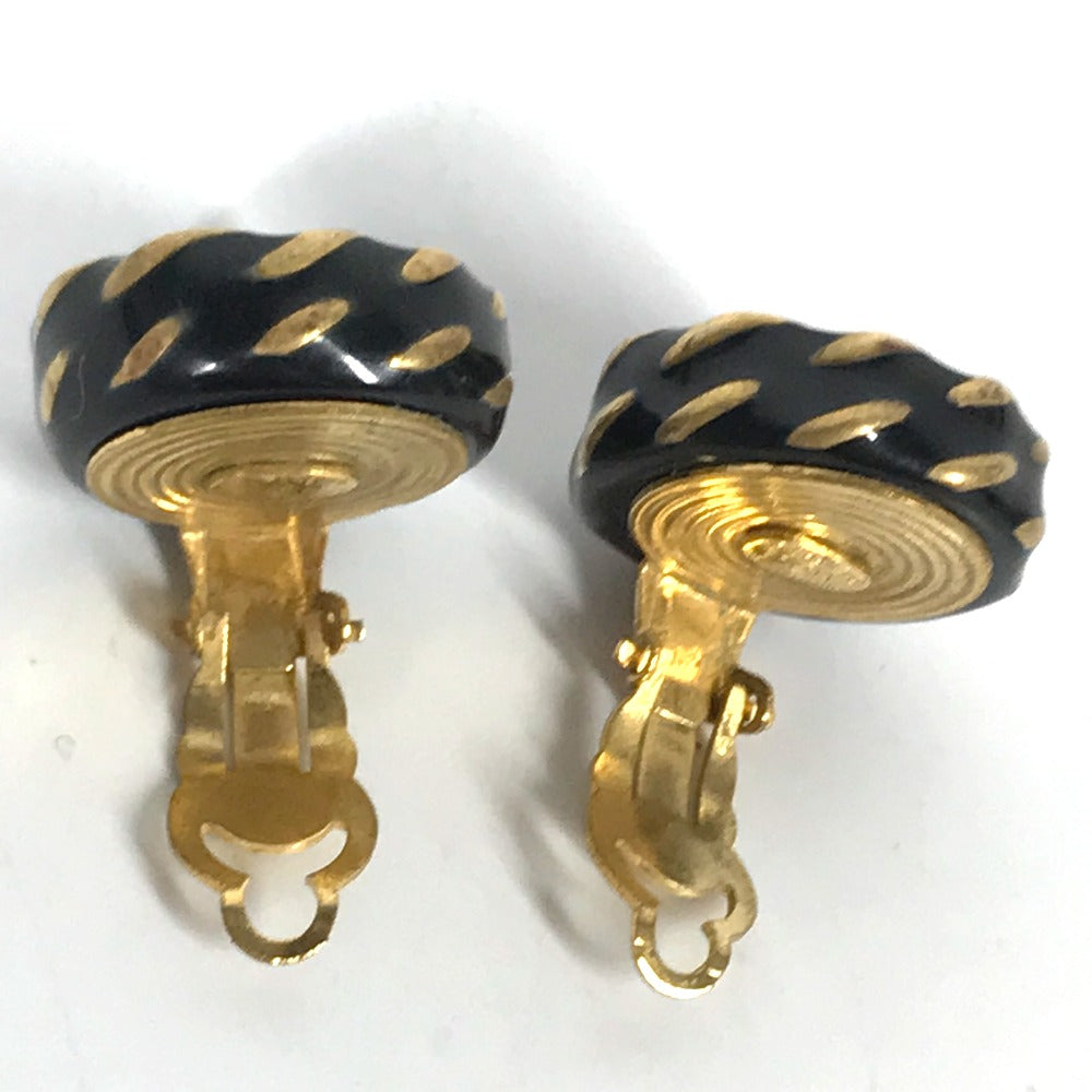 CHANEL 97A Vintage CC Coco Mark Round Earrings GP Women's Gold
