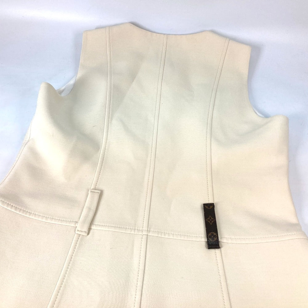 LOUIS VUITTON Patch Embroidered Sleeveless Front Zip Dress RW192 Women's Polyester Beige