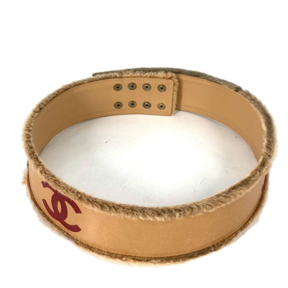 CHANEL 01A CC ココマーク ズボン用ベルト ベルト レザー レディース ベージュ