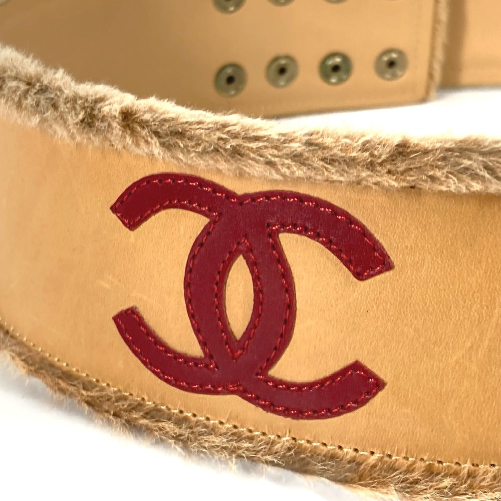 CHANEL 01A CC ココマーク ズボン用ベルト ベルト レザー レディース ベージュ