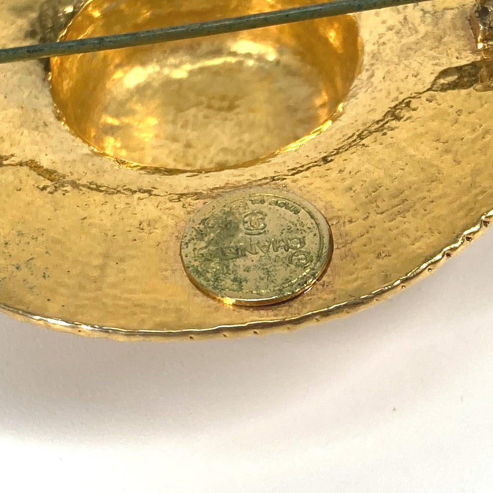 CHANEL Vintage Straw Hat, Hat Accessory, Brooch, Metal, Women's, Gold