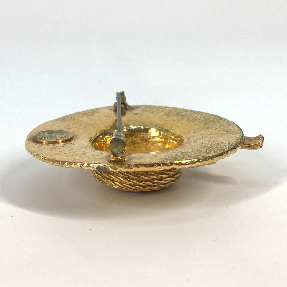 CHANEL Vintage Straw Hat, Hat Accessory, Brooch, Metal, Women's, Gold