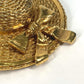CHANEL Vintage Straw Hat, Hat Accessory, Brooch, Metal, Women's, Gold
