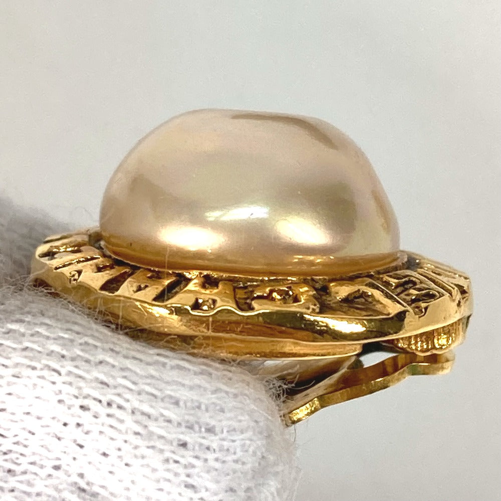 CHANEL ヴィンテージ ラウンドロゴ フェイクパール アクセサリー イヤリング メタル レディース ゴールド