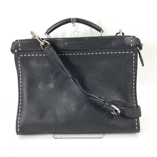 FENDI 7VA406 ショルダーバッグ 斜め掛け カバン セレリア ピーカブー アイコニック フィット 2WAY ビジネスバッグ トートバッグ ハンドバッグ レザー メンズ ブラック