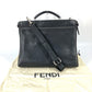 FENDI 7VA406 ショルダーバッグ 斜め掛け カバン セレリア ピーカブー アイコニック フィット 2WAY ビジネスバッグ トートバッグ ハンドバッグ レザー メンズ ブラック