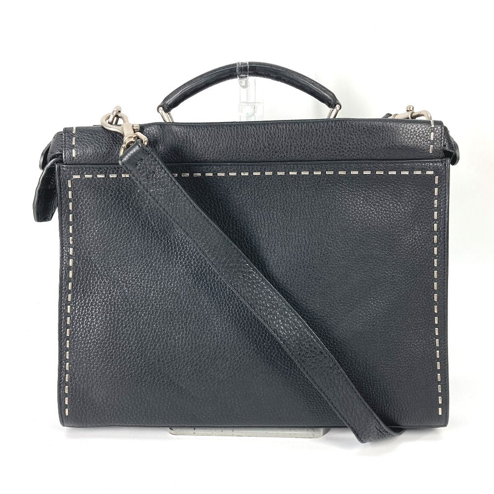 FENDI 7VA406 ショルダーバッグ 斜め掛け カバン セレリア ピーカブー アイコニック フィット 2WAY ビジネスバッグ トートバッグ ハンドバッグ レザー メンズ ブラック