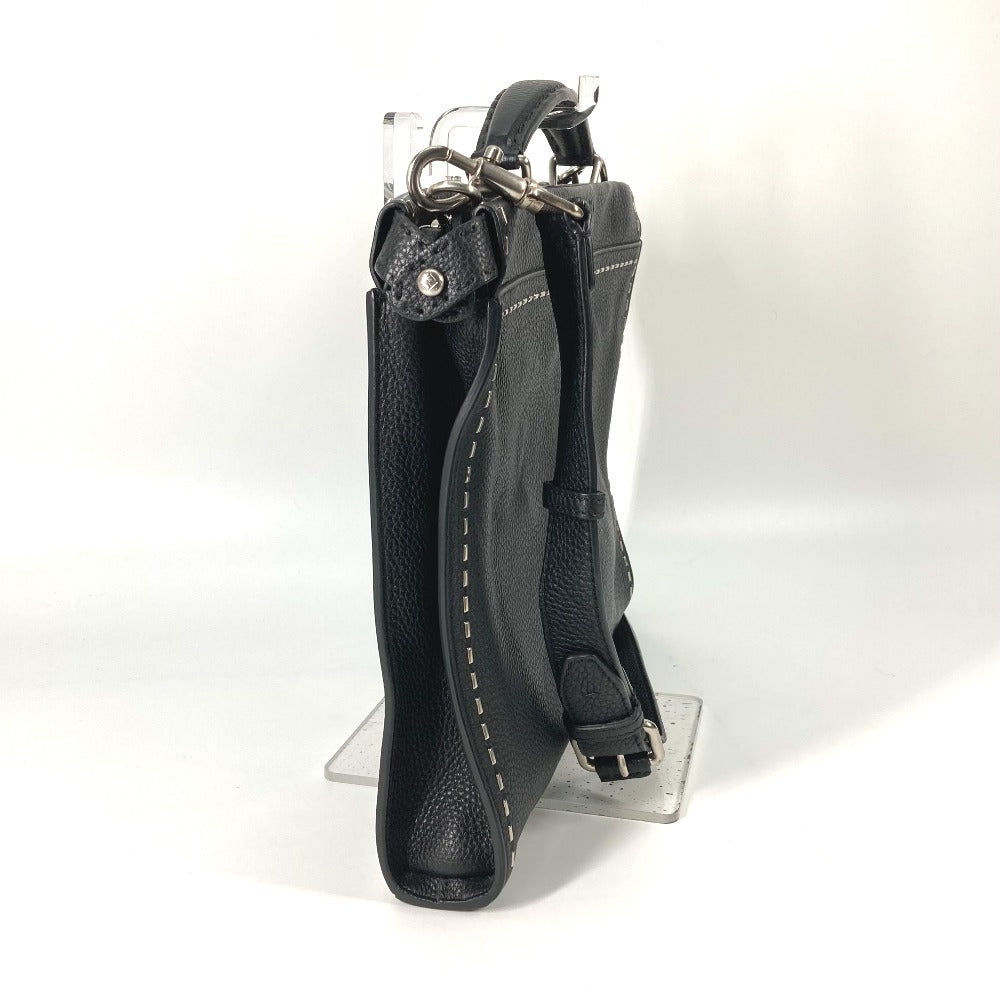 FENDI 7VA406 ショルダーバッグ 斜め掛け カバン セレリア ピーカブー アイコニック フィット 2WAY ビジネスバッグ トートバッグ ハンドバッグ レザー メンズ ブラック