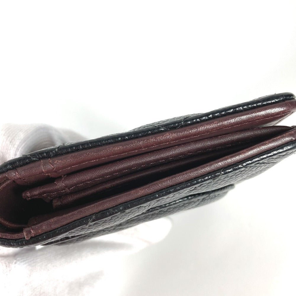 CHANEL ロングウォレット CC ココマーク マトラッセ キルティング 2つ折り 長財布 キャビアスキン レディース ブラック