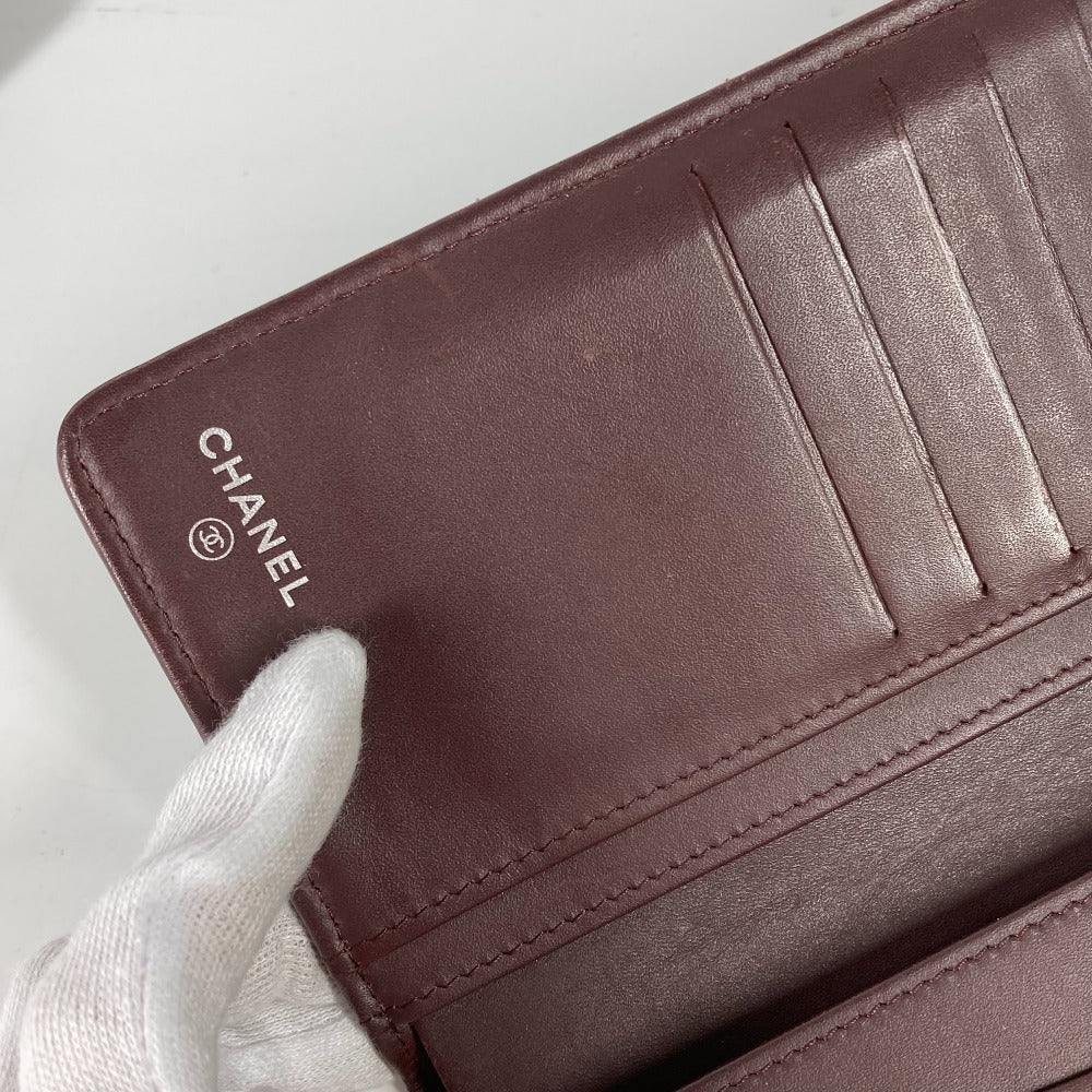 CHANEL ロングウォレット CC ココマーク マトラッセ キルティング 2つ折り 長財布 キャビアスキン レディース ブラック