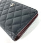 CHANEL ロングウォレット CC ココマーク マトラッセ キルティング 2つ折り 長財布 キャビアスキン レディース ブラック