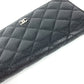 CHANEL ロングウォレット CC ココマーク マトラッセ キルティング 2つ折り 長財布 キャビアスキン レディース ブラック