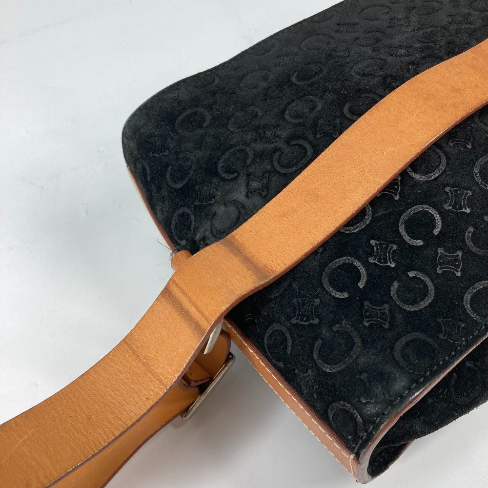 CELINE クロス ボディバッグ ロゴ マカダム カバン 斜め掛け ベルトバッグ ショルダーバッグ レザー/スエード レディース ブラウン