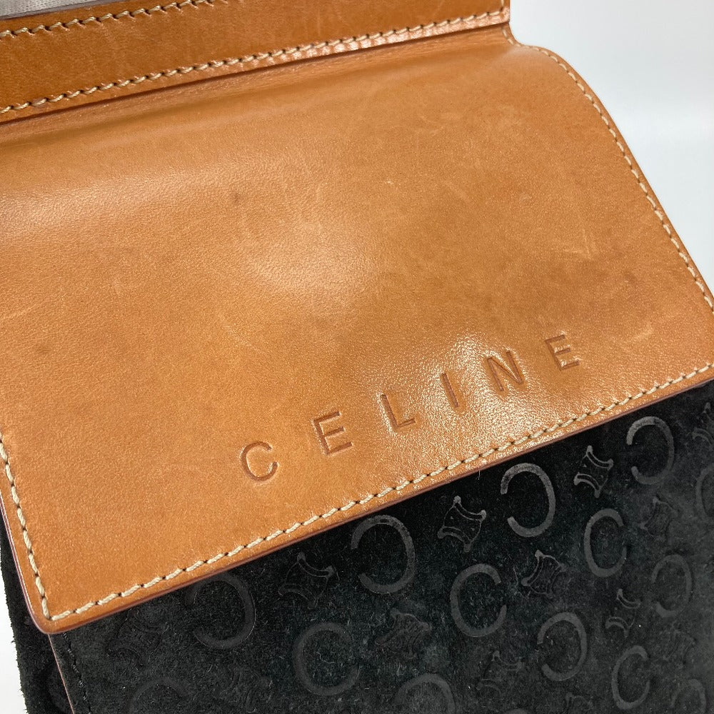 CELINE クロス ボディバッグ ロゴ マカダム カバン 斜め掛け ベルトバッグ ショルダーバッグ レザー/スエード レディース ブラウン