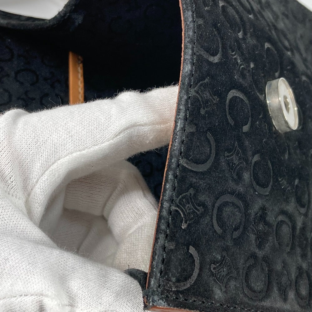 CELINE クロス ボディバッグ ロゴ マカダム カバン 斜め掛け ベルトバッグ ショルダーバッグ レザー/スエード レディース ブラウン