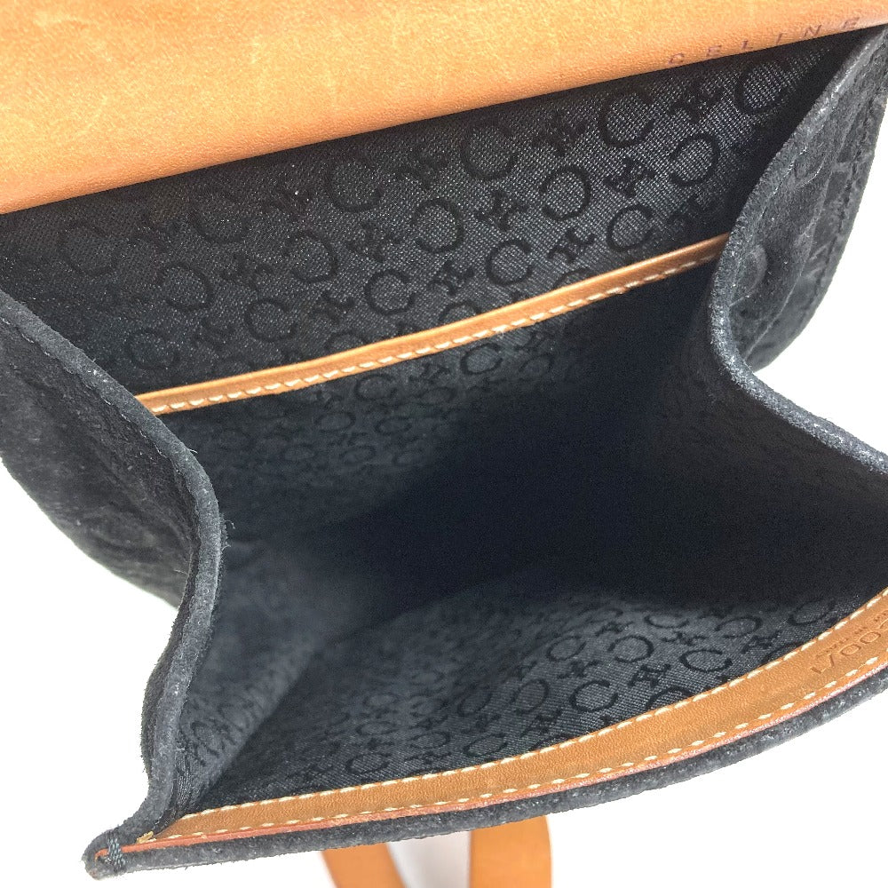 CELINE クロス ボディバッグ ロゴ マカダム カバン 斜め掛け ベルトバッグ ショルダーバッグ レザー/スエード レディース ブラウン
