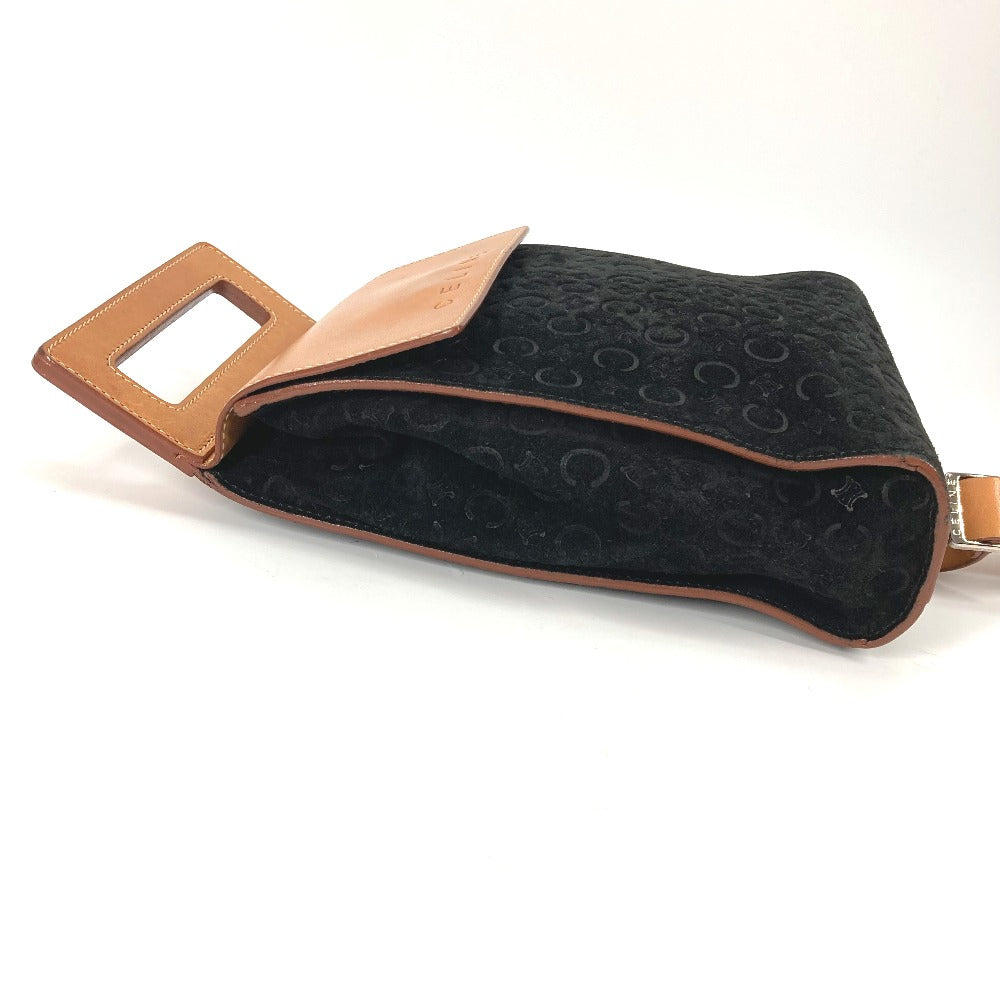 CELINE クロス ボディバッグ ロゴ マカダム カバン 斜め掛け ベルトバッグ ショルダーバッグ レザー/スエード レディース ブラウン