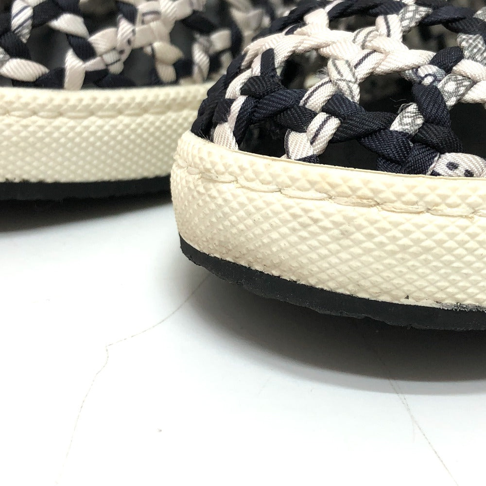 HERMES スリッポン メッシュ スニーカー シルク レディース ブラック系