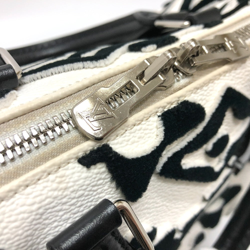LOUIS VUITTON M45563 タフテッド・モノグラムキャンバス VxUF スピーディ・バンドリエール25 ミニ 2WAY 肩掛け 斜め掛け ボストンバッグ レザー レディース ホワイト×ブラック