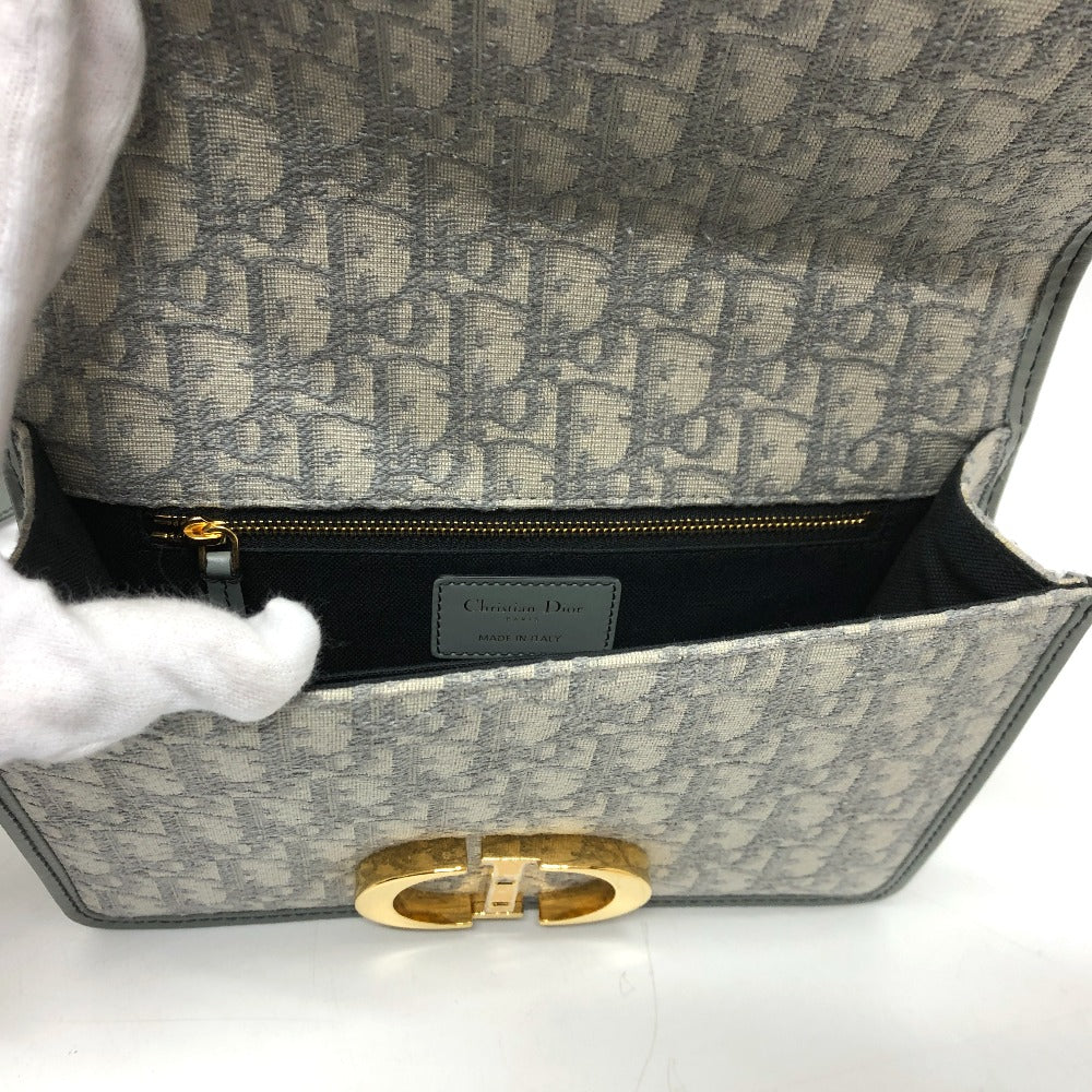 Dior CDロゴ モンテーニュ オブリーク カバン 肩掛け 斜め掛け ショルダーバッグ レザー/キャンバス レディース グレー