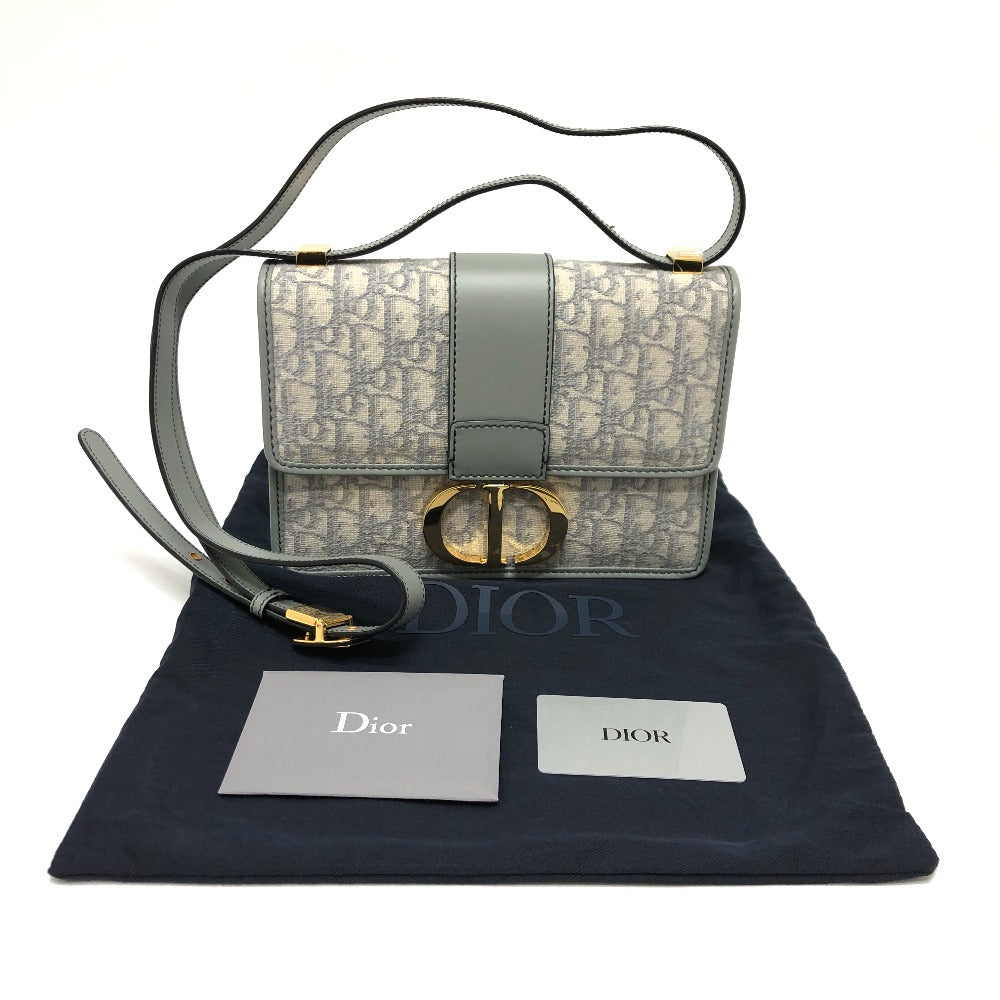 Dior CDロゴ モンテーニュ オブリーク カバン 肩掛け 斜め掛け ショルダーバッグ レザー/キャンバス レディース グレー