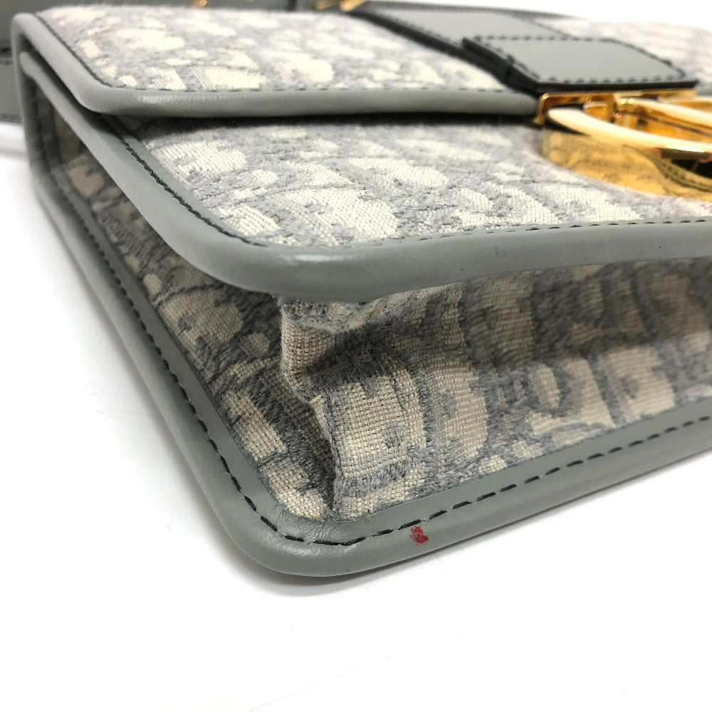 Dior CDロゴ モンテーニュ オブリーク カバン 肩掛け 斜め掛け ショルダーバッグ レザー/キャンバス レディース グレー