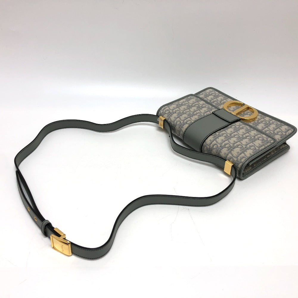 Dior CDロゴ モンテーニュ オブリーク カバン 肩掛け 斜め掛け ショルダーバッグ レザー/キャンバス レディース グレー