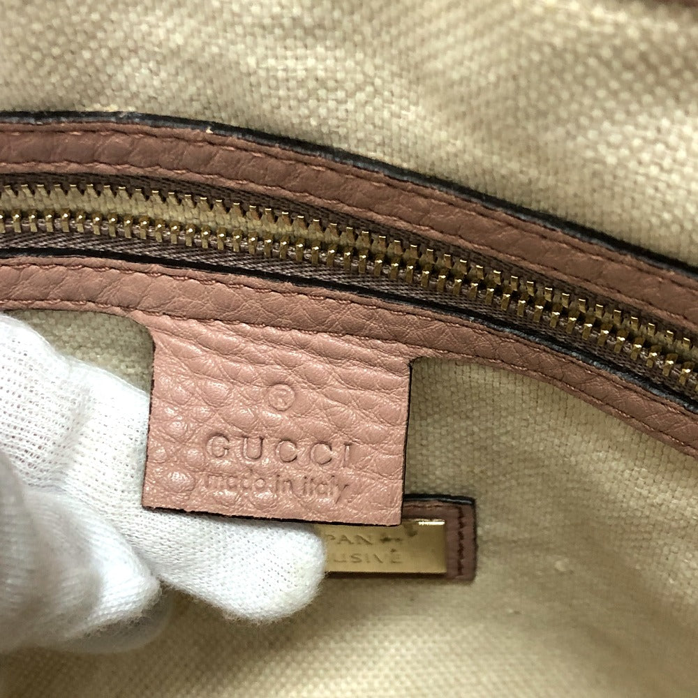 GUCCI 282307 ソーホー インターロッキングG フリンジバッグ ハンドバッグ レザー レディース ピンクベージュ