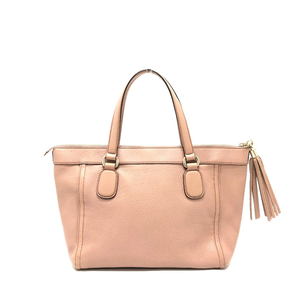 GUCCI 282307 ソーホー インターロッキングG フリンジバッグ ハンドバッグ レザー レディース ピンクベージュ