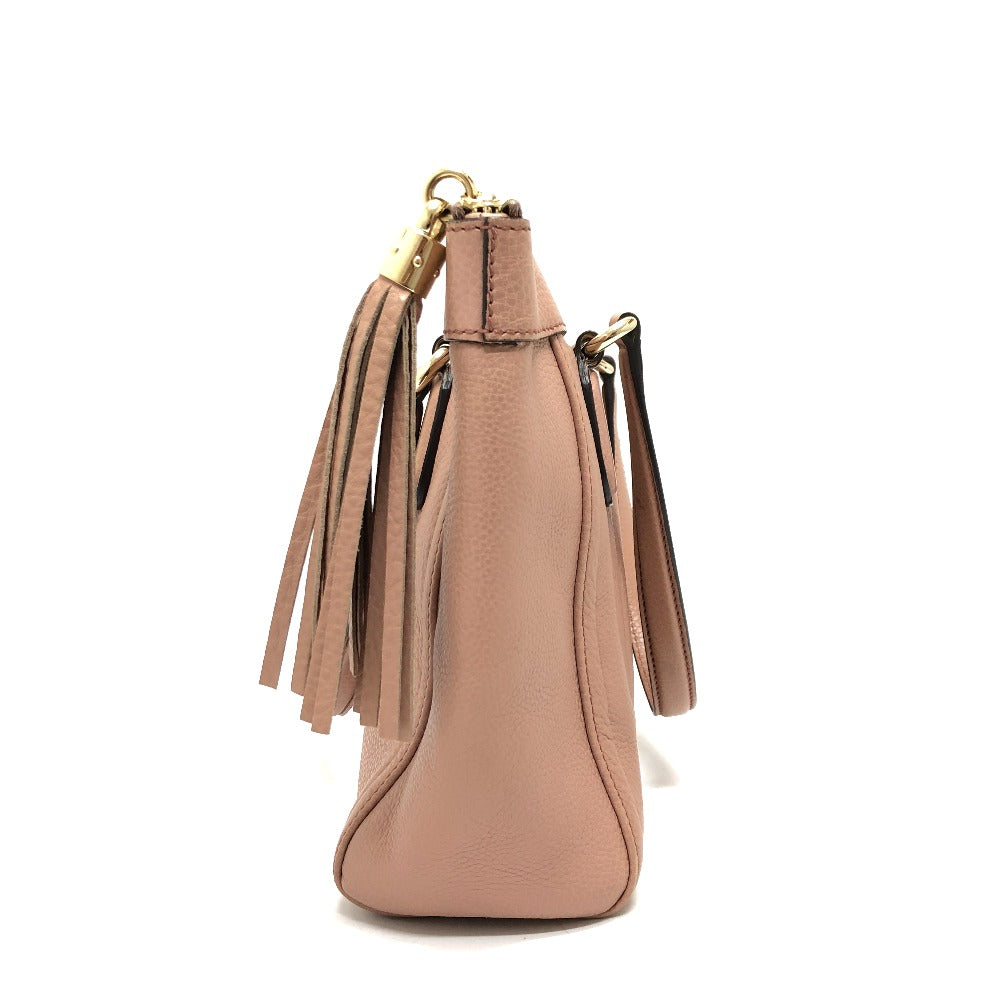 GUCCI 282307 ソーホー インターロッキングG フリンジバッグ ハンドバッグ レザー レディース ピンクベージュ