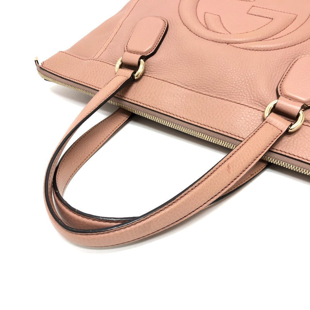 GUCCI 282307 ソーホー インターロッキングG フリンジバッグ ハンドバッグ レザー レディース ピンクベージュ