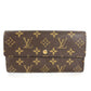 LOUIS VUITTON M61726 Monogram Porte Monnaie Credit Flap Long Wallet in Monogram Canvas, Brown